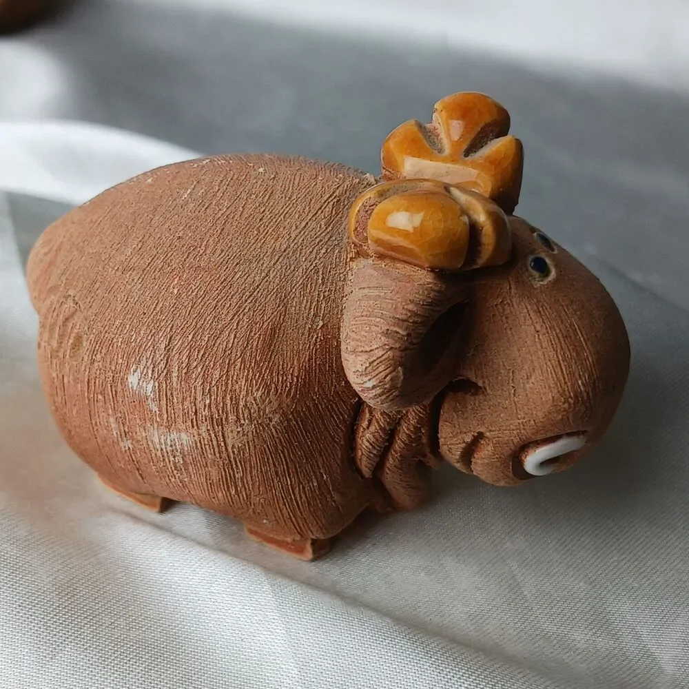 Vintage Artesania Rinconada Art Pottery Hand Crafted Clay Figurine-BABY MOOSE